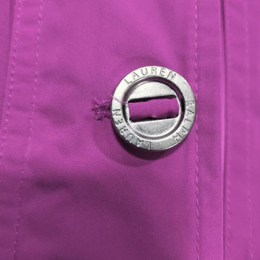 Lauren Ralph Lauren Long Sleeve Twee Utility Hooded Raincoat Jacket Purple PS - Picture 9 of 14